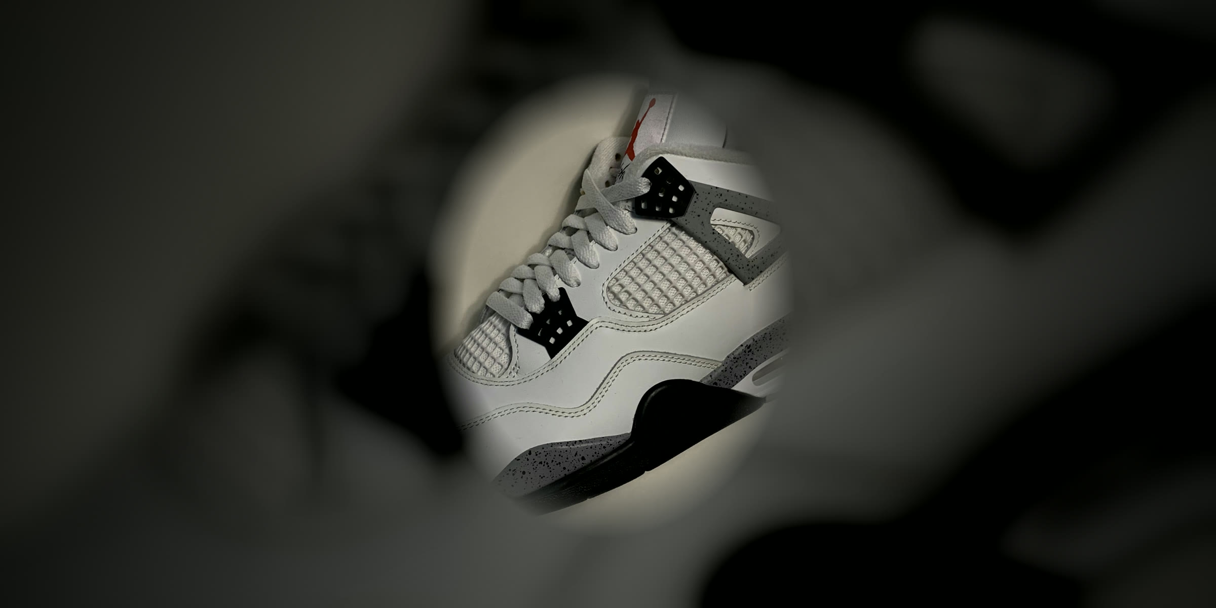 Air Jordan IV in side profile, annotated
